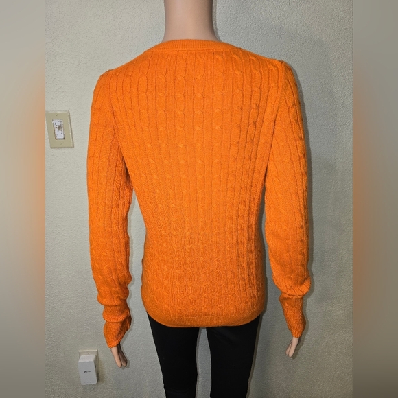 GAP Sweater Womens Size Medium Orange Cable Knit Fisherman Pullover Long Sleeved - Picture 3 of 10